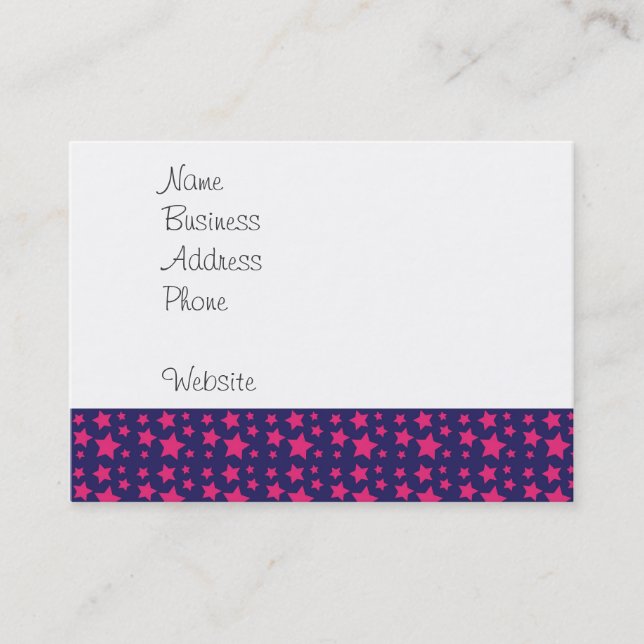 Girly Hot Pink and Purple Stars Pattern Gifts Business Card (Front)