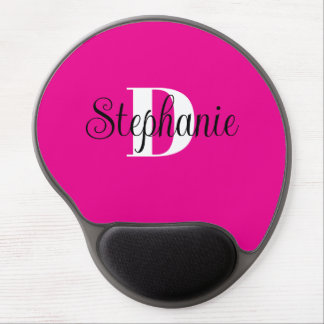 Girly Hot Pink Black and White Modern Monogram Gel Mouse Pad