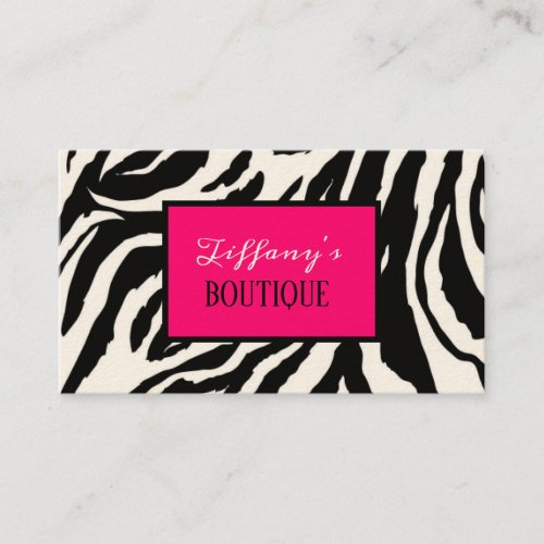 girly hot pink black white zebra Business Cards