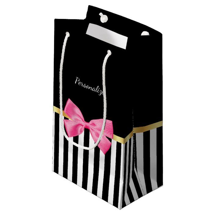 pink and white striped gift bags