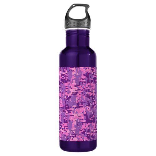 Girly Hot Pink Digital Camo Stainless Steel Water Bottle