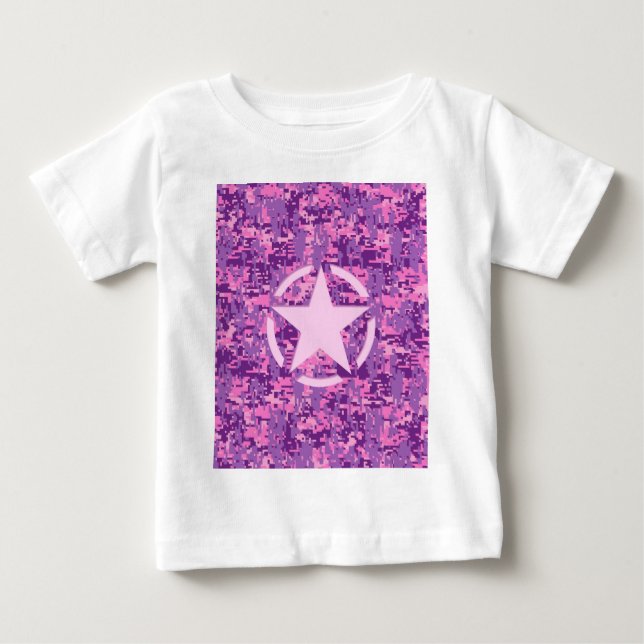Girly Hot Pink Digital Camouflage Camo Baby T-Shirt (Front)