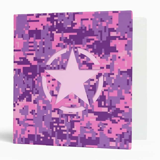 Girly Hot Pink Digital Camouflage Camo Binder (Front/Inside)