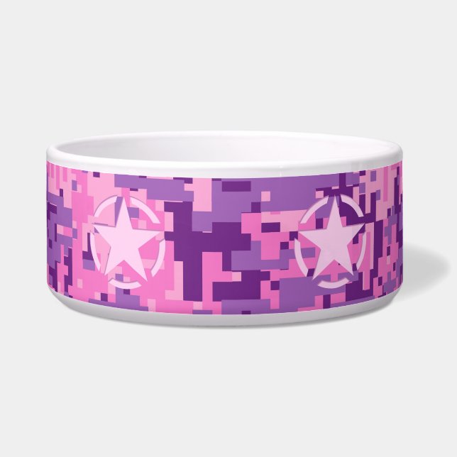 Girly Hot Pink Digital Camouflage Camo Bowl (Front)