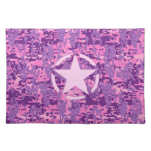 Girly Hot Pink Digital Camouflage Camo Cloth Placemat