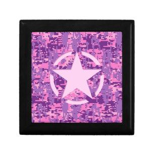 Girly Hot Pink Digital Camouflage Camo Keepsake Box
