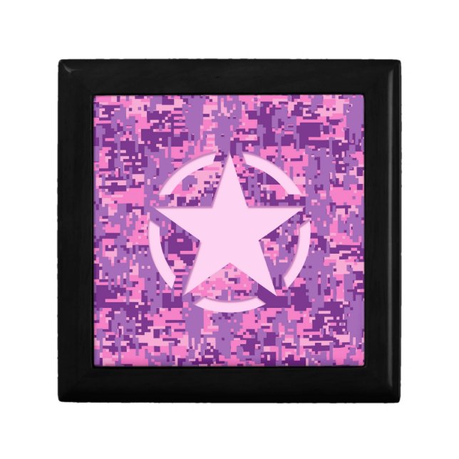 Girly Hot Pink Digital Camouflage Camo Keepsake Box (Front)