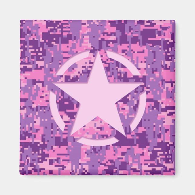 Girly Hot Pink Digital Camouflage Camo Magnet (Front)