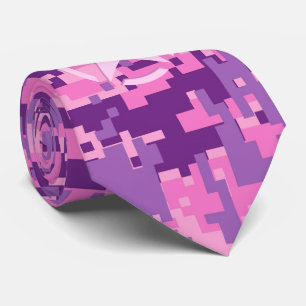 Girly Hot Pink Digital Camouflage Camo Neck Tie