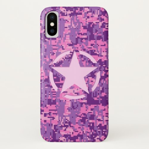 Girly Hot Pink Digital Camouflage Decor iPhone XS Case
