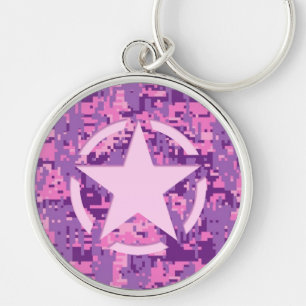 Girly Hot Pink Digital Camouflage Decor Keychain