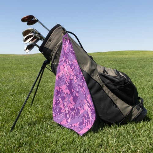 Girly Hot Pink Digital Camouflage on a  Golf Towel