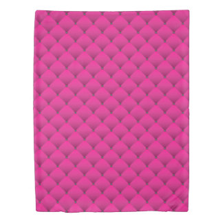 Girly Hot Pink Faux Quilted Diamond Pattern Duvet Cover