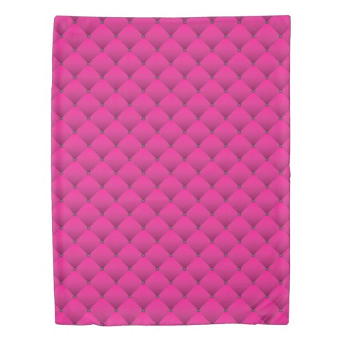 Girly Hot Pink Faux Quilted Diamond Pattern  Duvet Cover