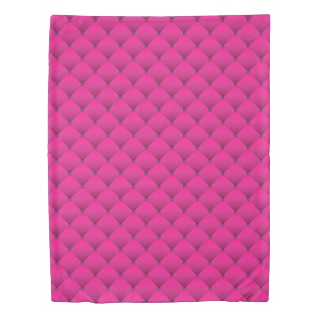 Girly Hot Pink Faux Quilted Diamond Pattern  Duvet Cover (Front)
