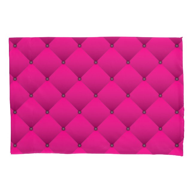 Girly Hot Pink Faux Quilted Diamond Pattern Pillow Case (Front)