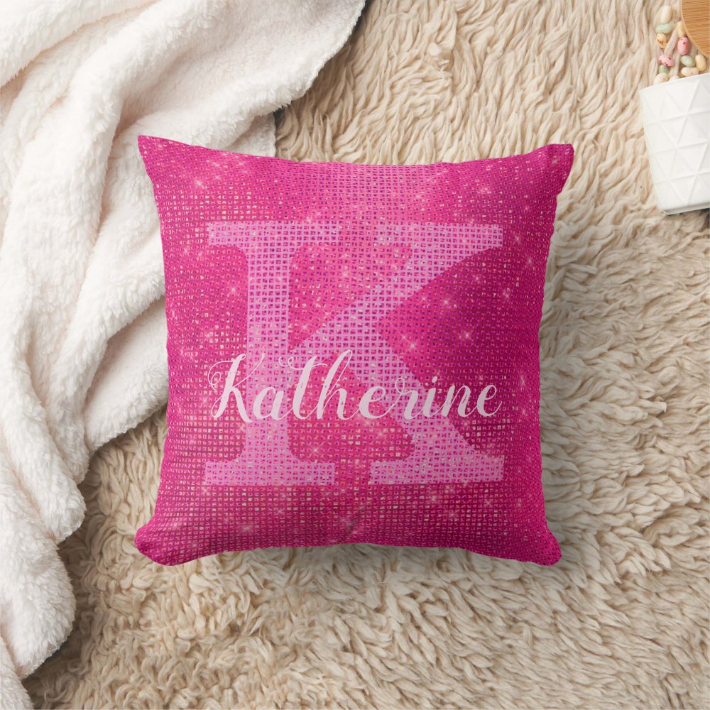 Personalized hotpink Throw Pillows