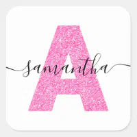 Pink Letters Glitter Stickers