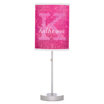 Girly Hot Pink Glitter Sparkle Glam Monogram Name Table Lamp Girly Hot Pink Glitter Sparkle Glam Monogram Name Table Lamp