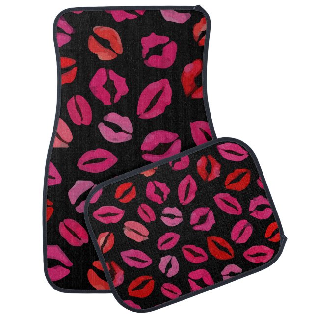 Girly Hot Pink Lipstick Lips Car Mat (Set)
