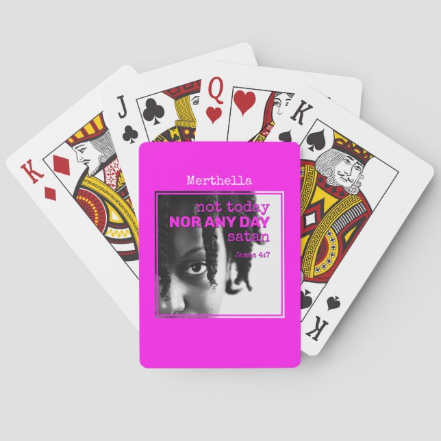 Girly Hot Pink Named NOT TODAY SATAN Poker Cards (Back)