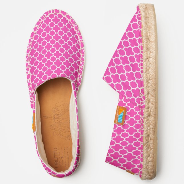 Girly Hot Pink Quatrefoil Pattern Espadrilles (Side)