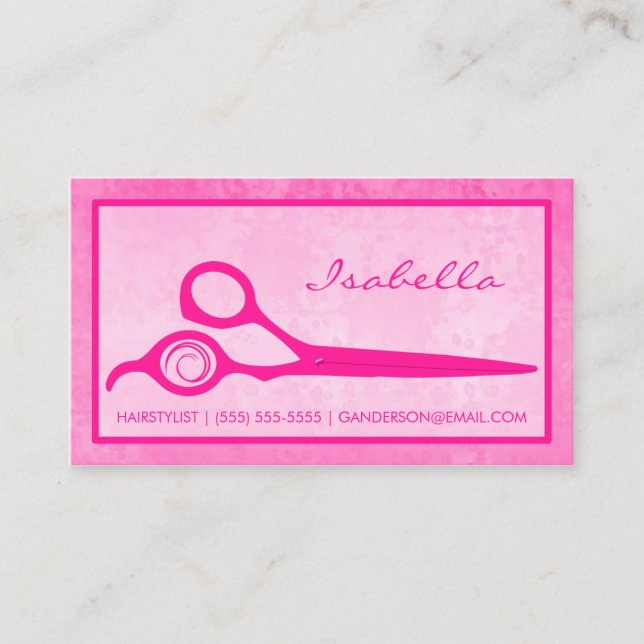Girly Hot Pink Scissors Salon Appointment Reminder (Front)
