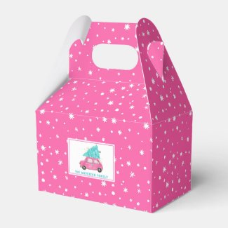 Girly Hot Pink Snowflakes Vintage Car Christmas