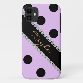 Girly I Phone 5 Cover Purple Polka Dots  Design by PersonalCustom at Zazzle