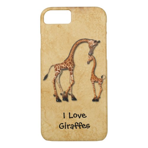 Girly iPhone 7 case Mother Baby Giraffes