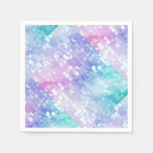 Girly iridescent pink blue pearl gender reveal napkins