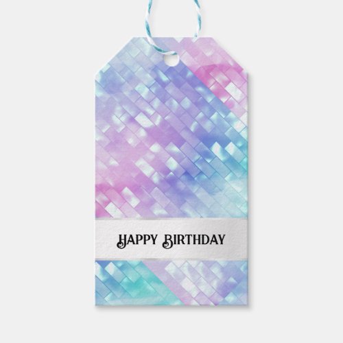 Girly iridescent pink blue pearl shimmer shiny gift tags