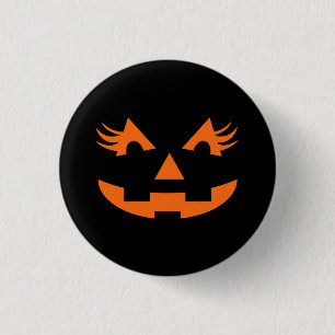 Girly Jack O Lantern Halloween Button