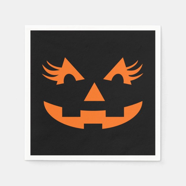 Girly Jack O Lantern Halloween Napkins (Front)
