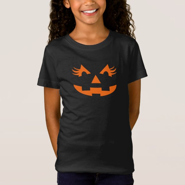 Girly Jack O Lantern Halloween T-Shirt (Front)