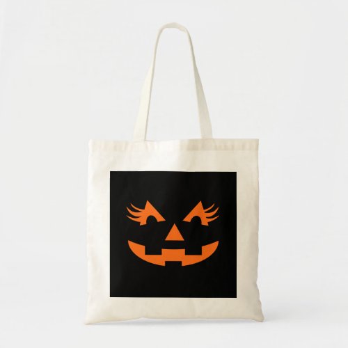 Girly Jack O Lantern Halloween Tote Bag