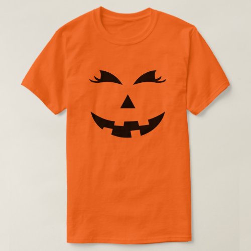 Girly Jack O Lantern Pumpkin Face Family Halloween T_Shirt
