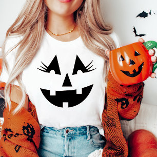 Girly Jack-O-Lantern Pumpkin Face Halloween T-Shirt