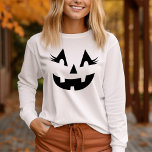 Girly Jack O Lantern Pumpkin Face Halloween T-Shirt<br><div class="desc">Celebrate Halloween in style with this girly pumpkin face shirt. This fun jack o lantern women's tee shirt design has a bright toothy grin and fabulous eyelashes!</div>