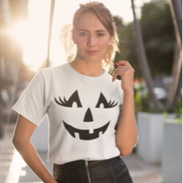 Girly Jack-o-lantern Pumpkin Face Halloween T-Shirt