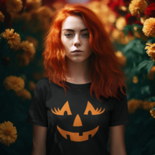Girly Jack O Lantern Pumpkin Face Halloween T-Shirt