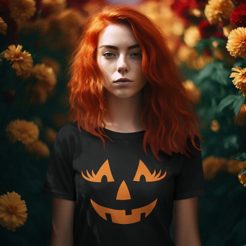 Girly Jack O Lantern Pumpkin Face Halloween T_Shirt