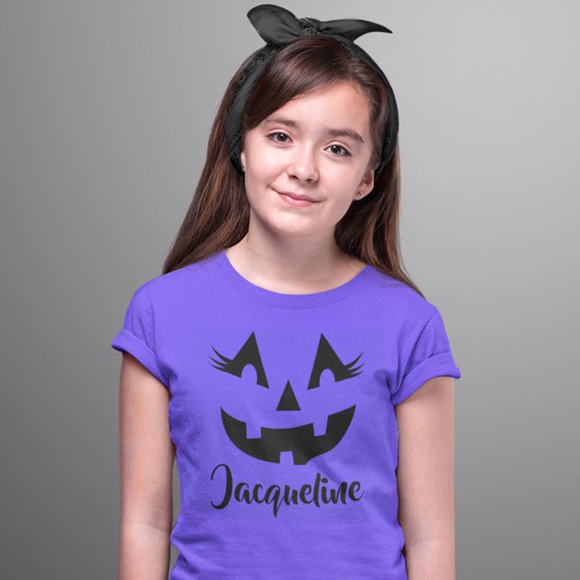 Girly Jack O Lantern Pumpkin Face Halloween T-Shirt (Creator Uploaded)