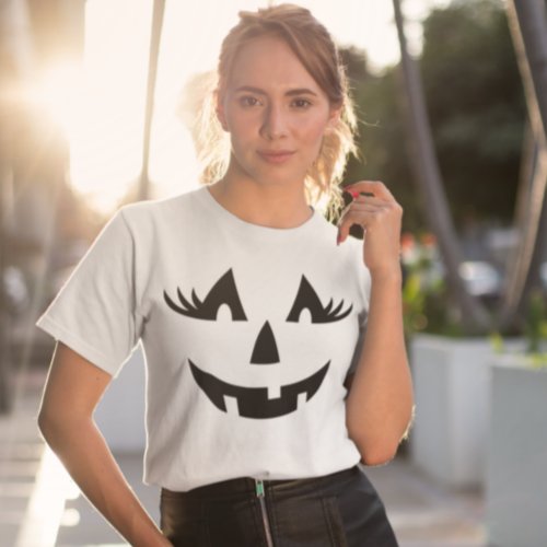 Girly Jack_o_lantern Pumpkin Face Halloween T_Shirt