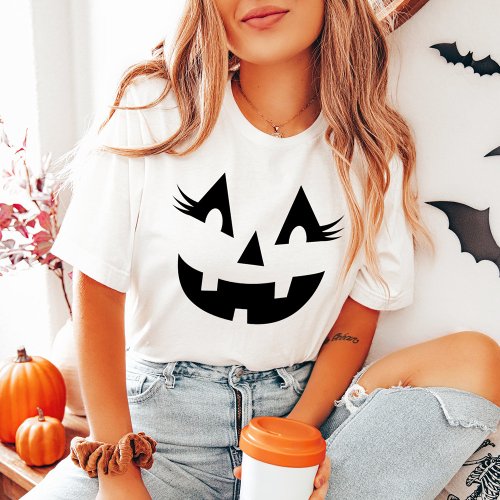 Girly Jack O Lantern Pumpkin Face Halloween T_Shirt