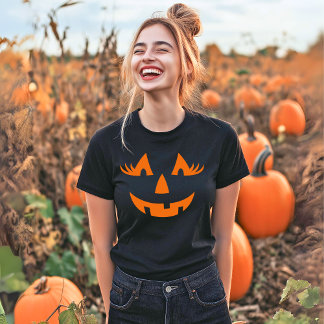Girly Jack O Lantern Pumpkin Face Halloween T-Shirt