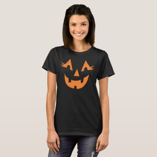 Girly Jack O Lantern Pumpkin Face Halloween T-Shirt | Zazzle