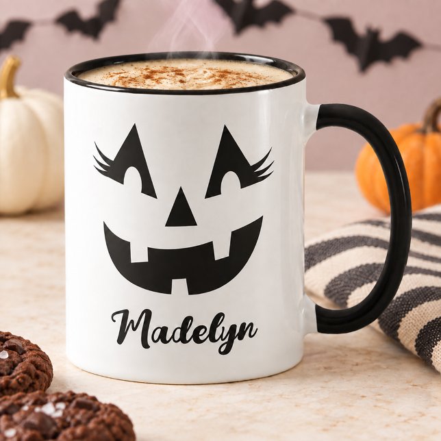 Girly Jack O Lantern Script Name Halloween Mug (Creator Uploaded)