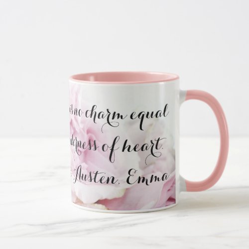 Girly Jane Austen Emma Book Quote Pink Rose Floral Mug