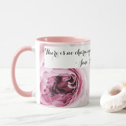 Girly Jane Austen Emma Book Quote Pink Rose Floral Mug